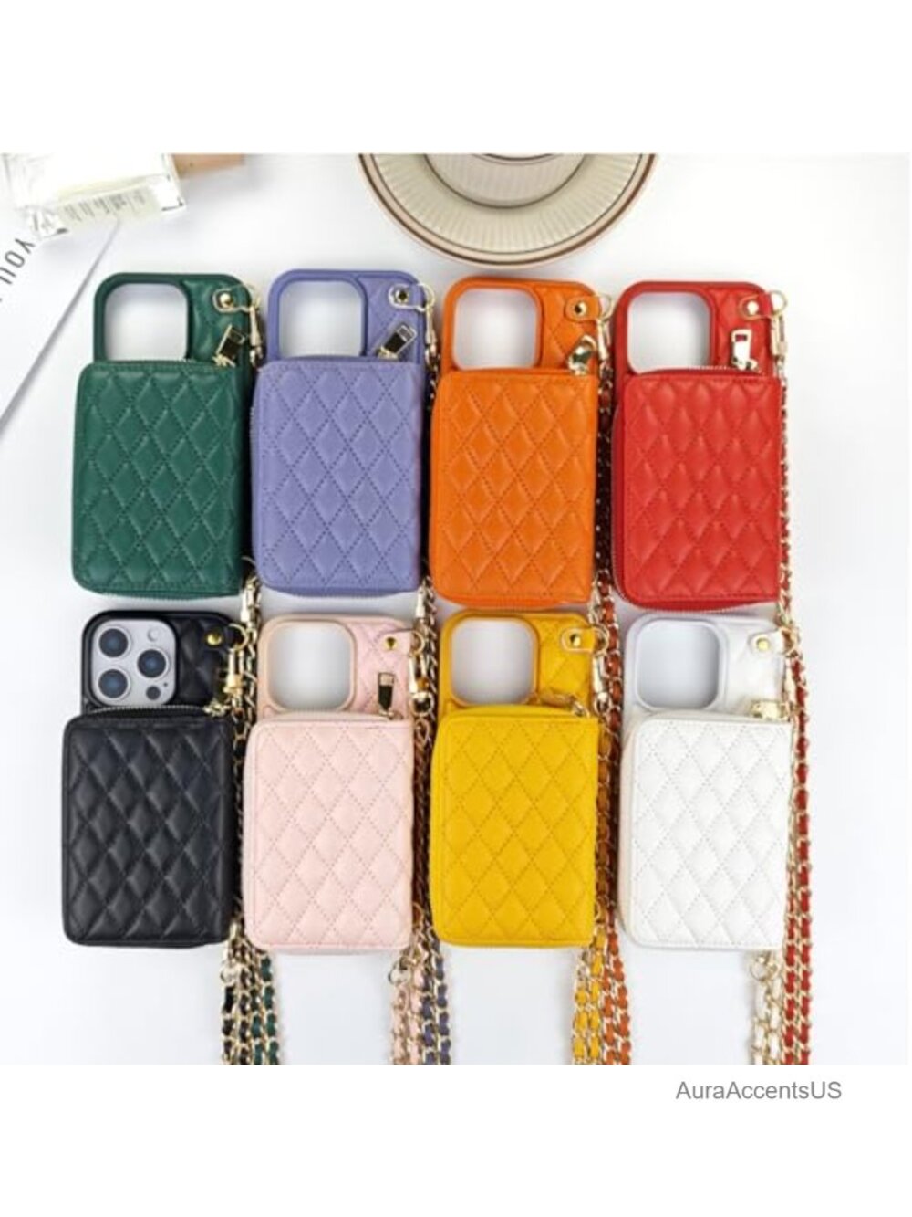 PU Leather Wallet Case for iPhone 16 Pro with Detachable Chain Strap, Card - Picture 6 of 6